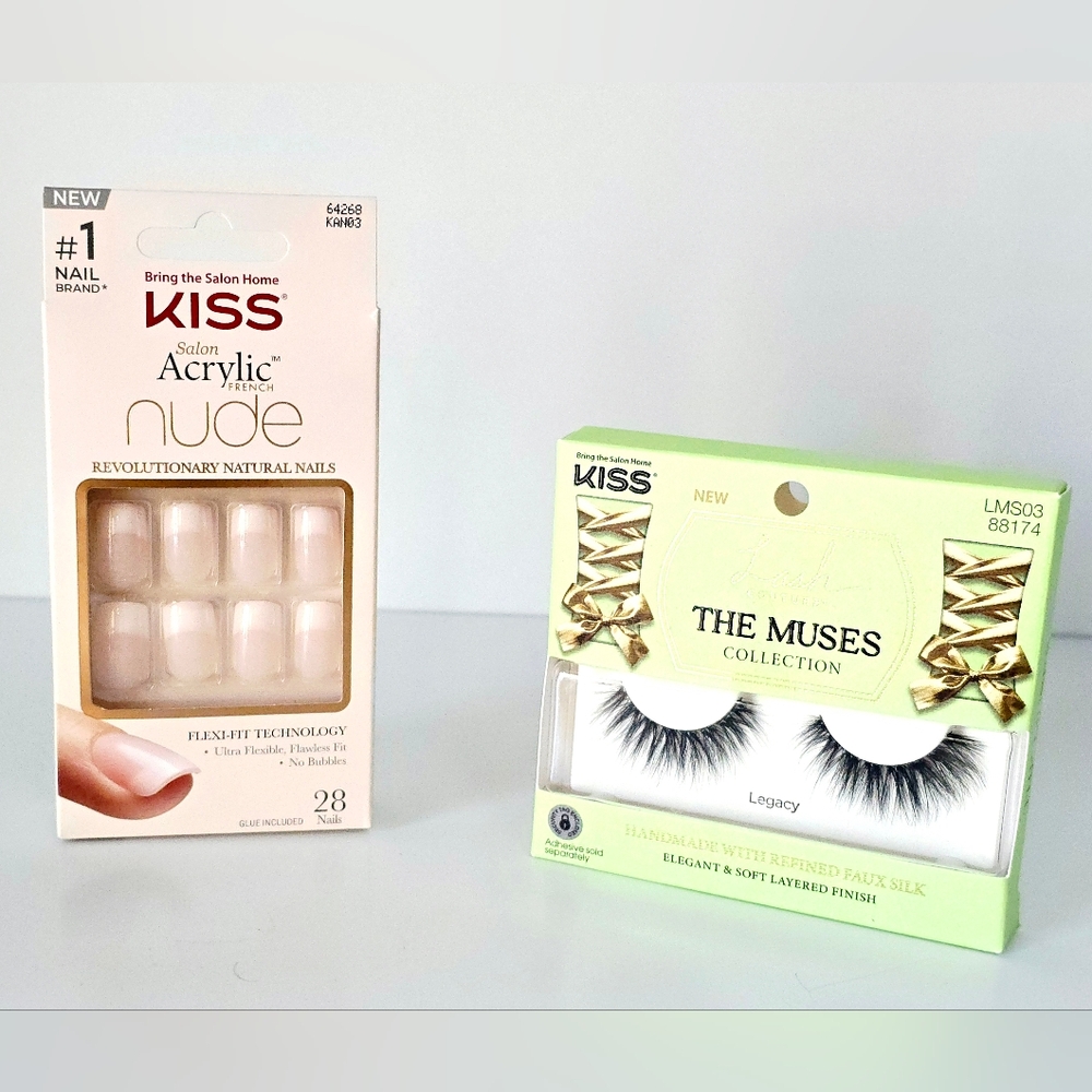 Kiss Nude Acrylic Nails and Faux Silk Lashes